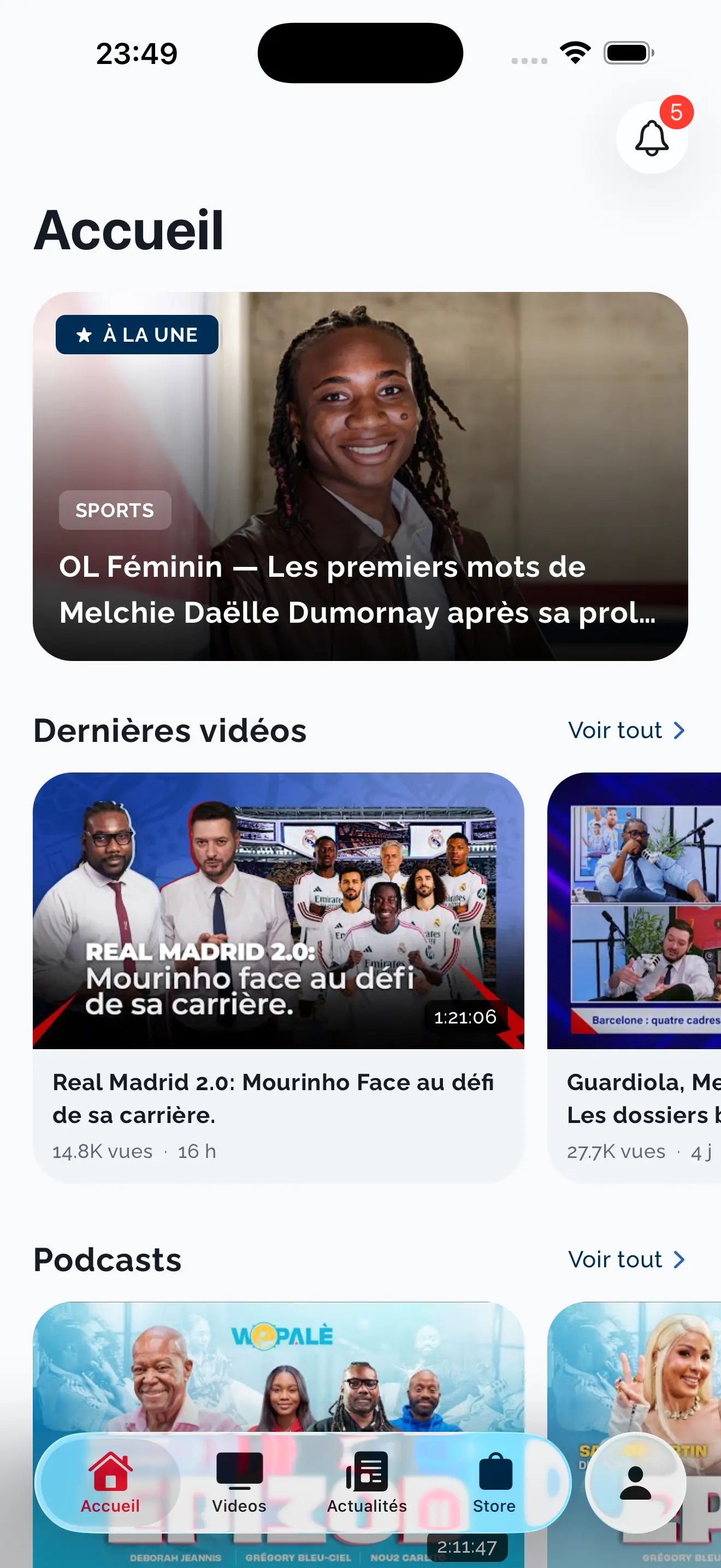 Écran d'accueil de l'application Jeu sans Ballon